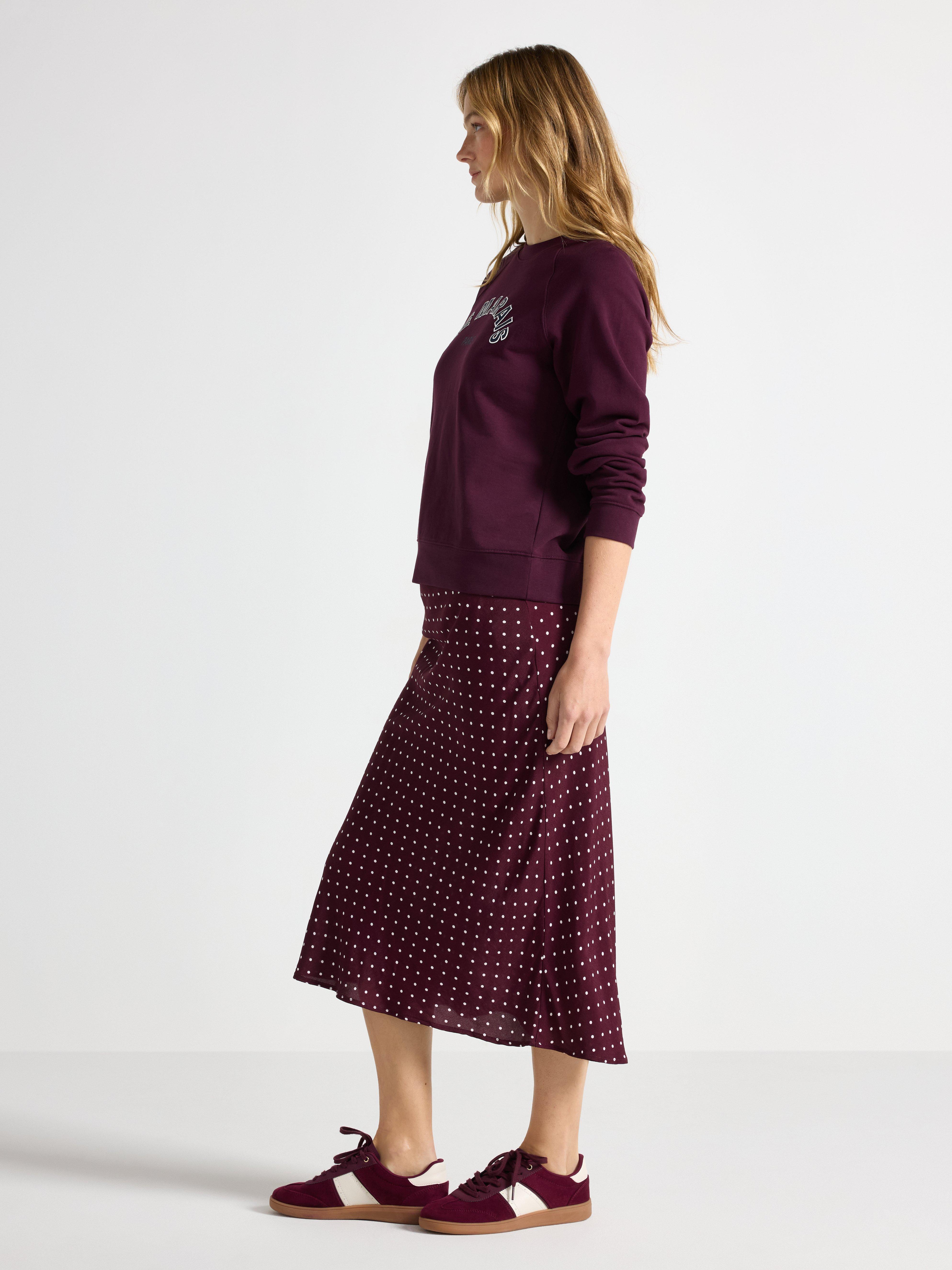 Falda midi color lila oscuro