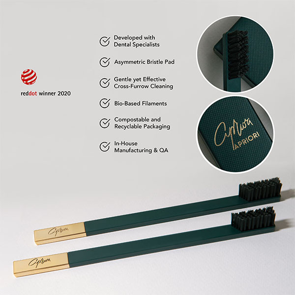 Escova de dentes macia APRIORI British Racing Green Gold
