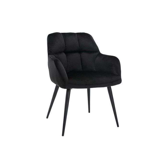 Set di 2 sedie con braccioli - Velluto e metallo - Nero - PEGA