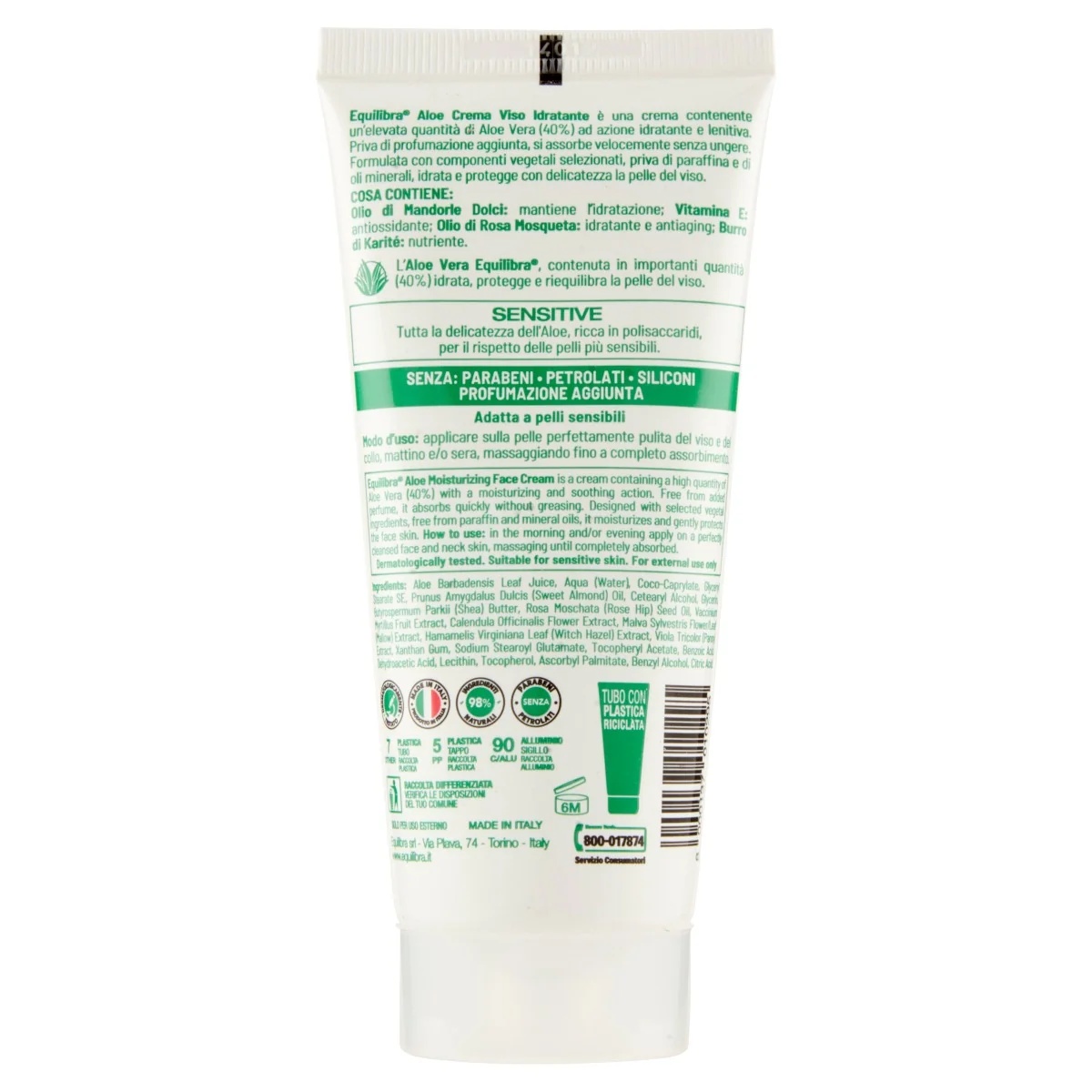EQUILIBRA Equilibra Feuchtigkeitsspendende Gesichtscreme mit Aloe Vera 75 ml