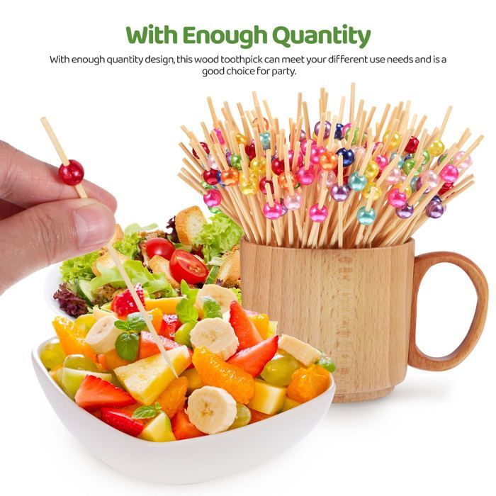 Barbecue Accessories - CUNEARY - Bamboo Skewers - 200 Pieces - Novelty Toothpicks - Disposable