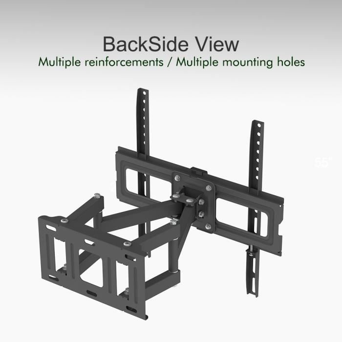 Supporto da parete 3D a doppio braccio inclinabile e girevole per TV, 400x400 mm, da 26