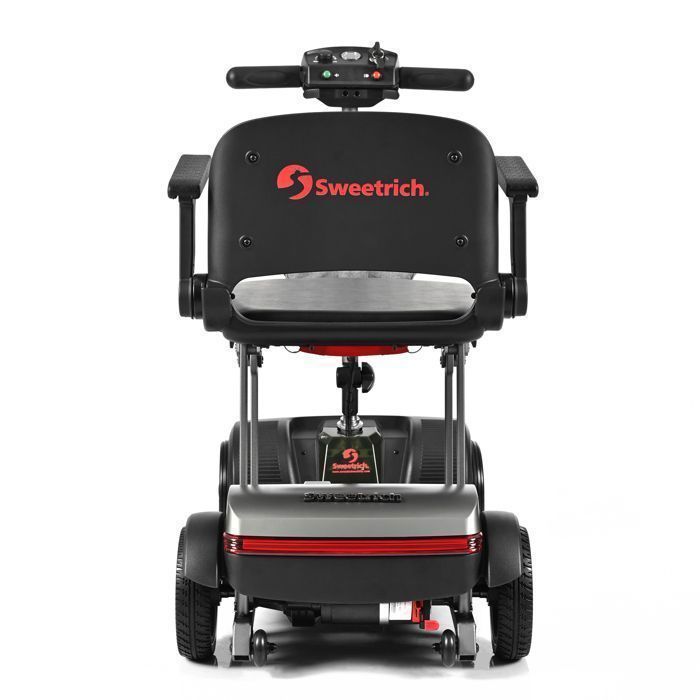 Scooter eléctrico de 4 ruedas AIR TRAVELLER, 180 W, asiento plegable, autonomía de 15 km, batería de litio de 12 Ah, movilidad para personas con movilidad reducida y personas mayores - Negro