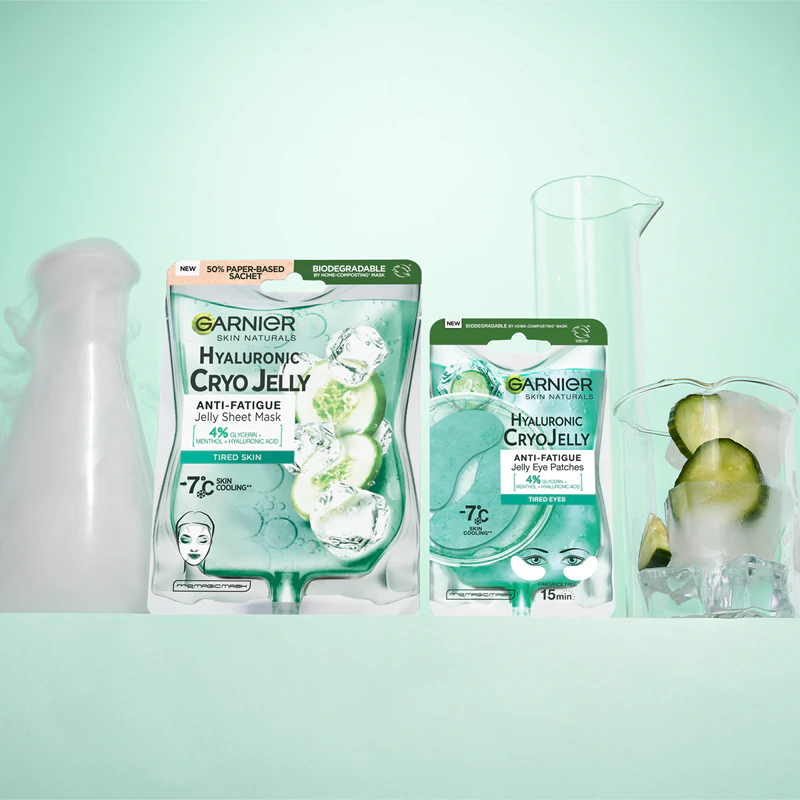 Garnier Textil Masks Cryo Jelly očná maska s chladivým účinkom