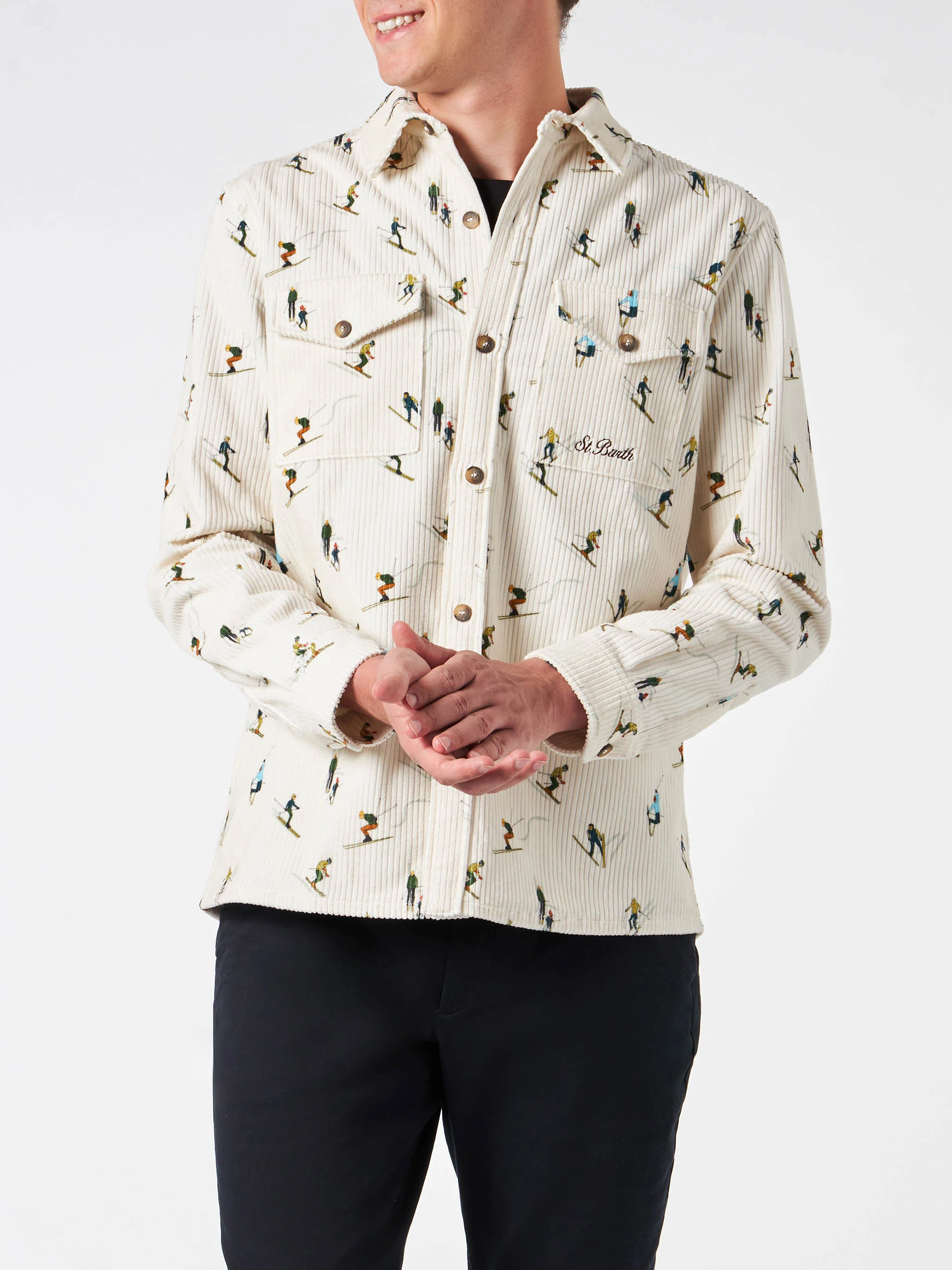 Corduroy overshirt voor heren met skiprint