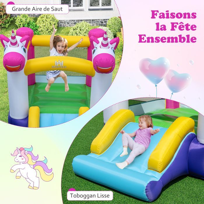 Castillo hinchable 2 en 1 COSTWAY con tobogán para niños de 3 a 12 años - 260 x 195 x 219 cm - Zona de salto sin soplador para jardín
