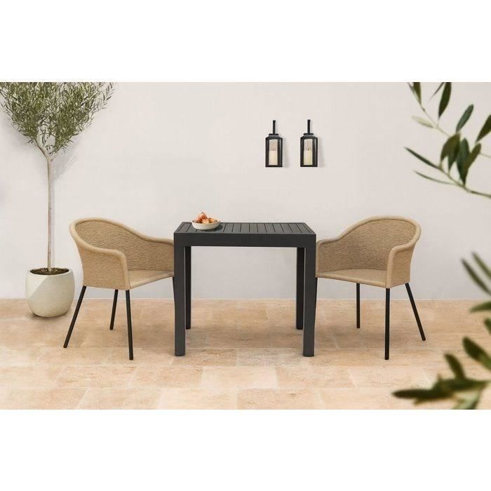 Mesa de jardín extensible SOLOMA para 6 personas - SOLOMA - Aluminio - 80/160 x 80 x 75 cm