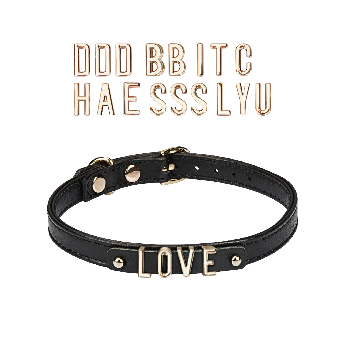 Liebe Seele Schwarzes DIY-Lederchoker mit 21 Buchstaben