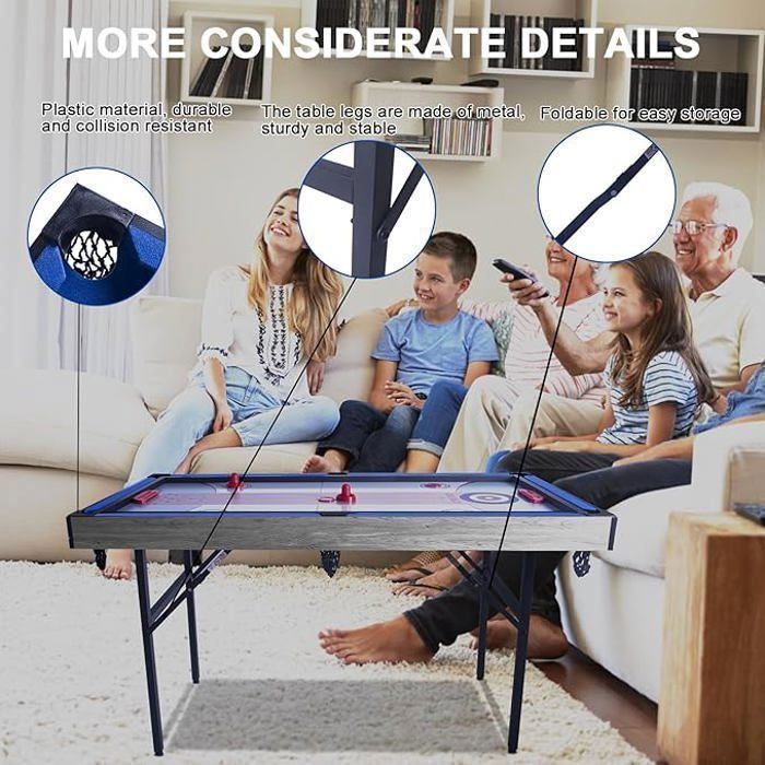 Tavolo da gioco pieghevole multifunzione 5 in 1 HLC: ping pong, shuffleboard, biliardo, bowling, air hockey, 137x68,5x78,5 cm
