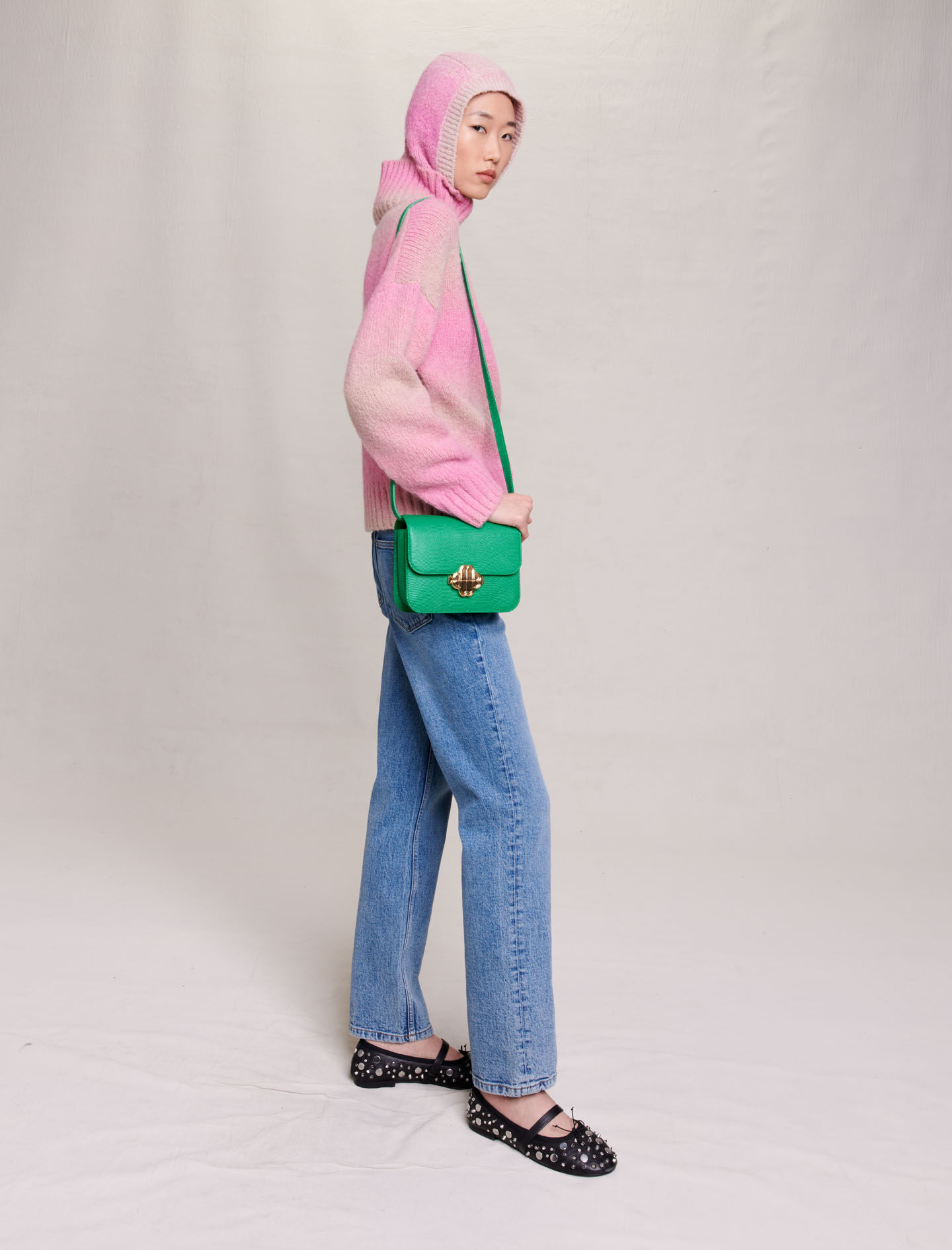 Pulover tricotat cu model ombre - Roz