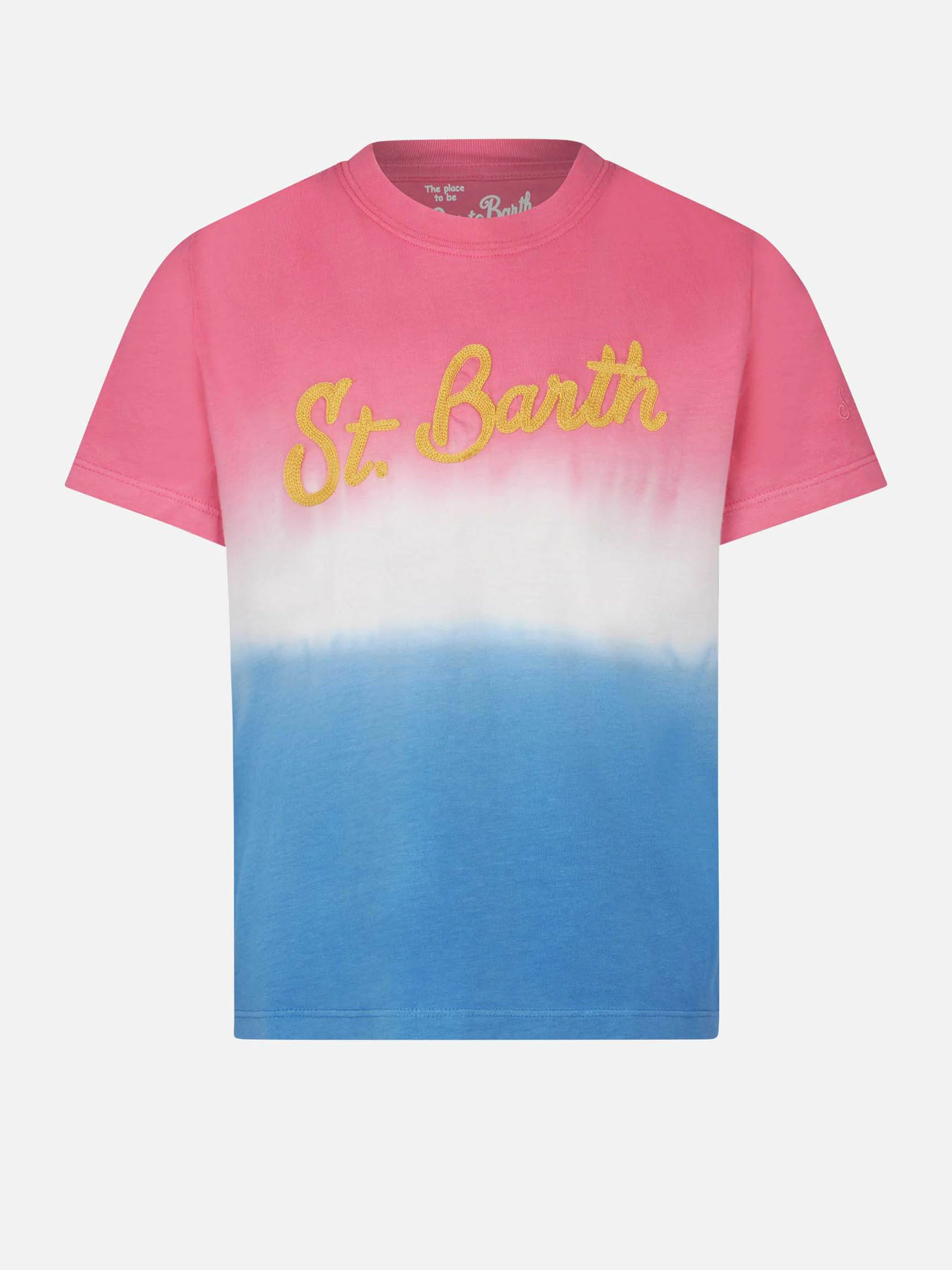 Kinder T-shirt met tie-dye print en afbeelding van St. Barth.