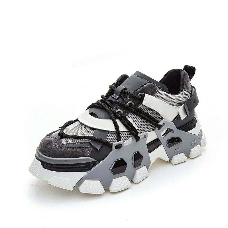 Zapatillas deportivas gruesas para mujer, zapatos planos con plataforma, moda casual, transpirables, de malla, suela gruesa.