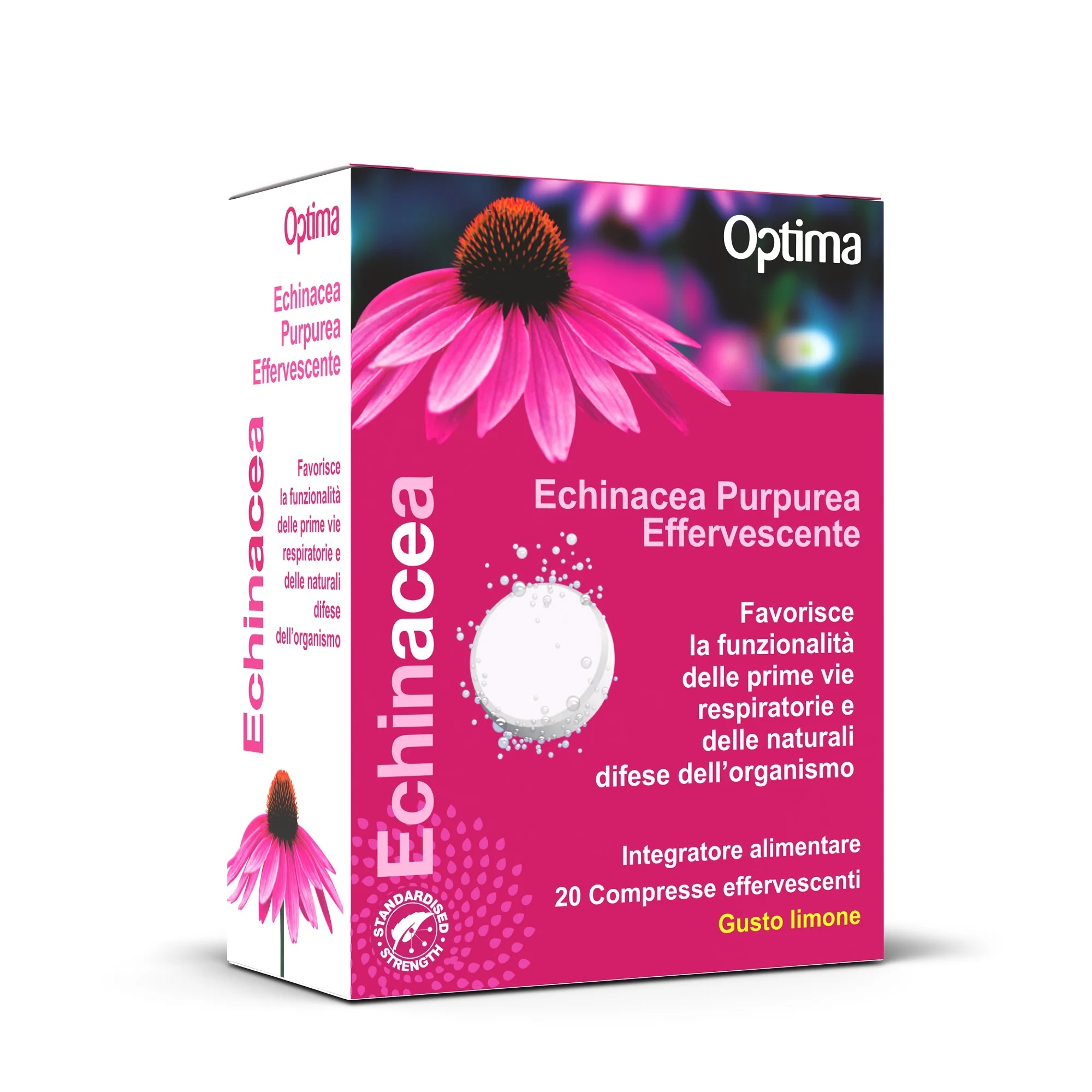 OPTIMA Optima Echinacea Purpurea bruistabletten 20, voedingssupplement voor de gezondheid van de luchtwegen