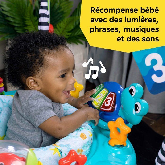 BABY EINSTEIN Aire d'éveil à rebonds Curiosity, éducative 2 en 1 et jouet au sol, jeux à 360° 6M+ cadeau bébé