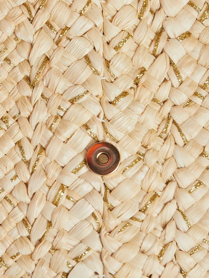 Strooien clutch + glanzende draden - BEIGE