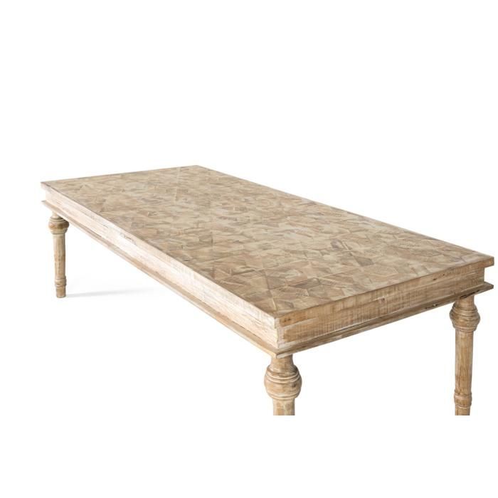 Table à manger - Bois de manguier massif - 240cm - Finition patinée - Style ethnique