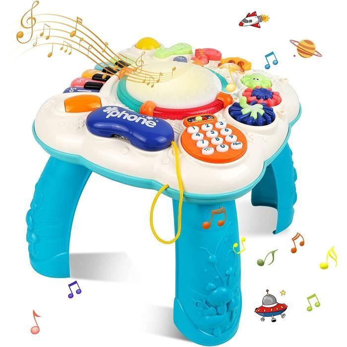 Mesa de estudio para bebés, mesa de actividades musicales para niños, mesa de juegos musicales para niños de 36 meses en adelante, juguetes de sonido para bebés