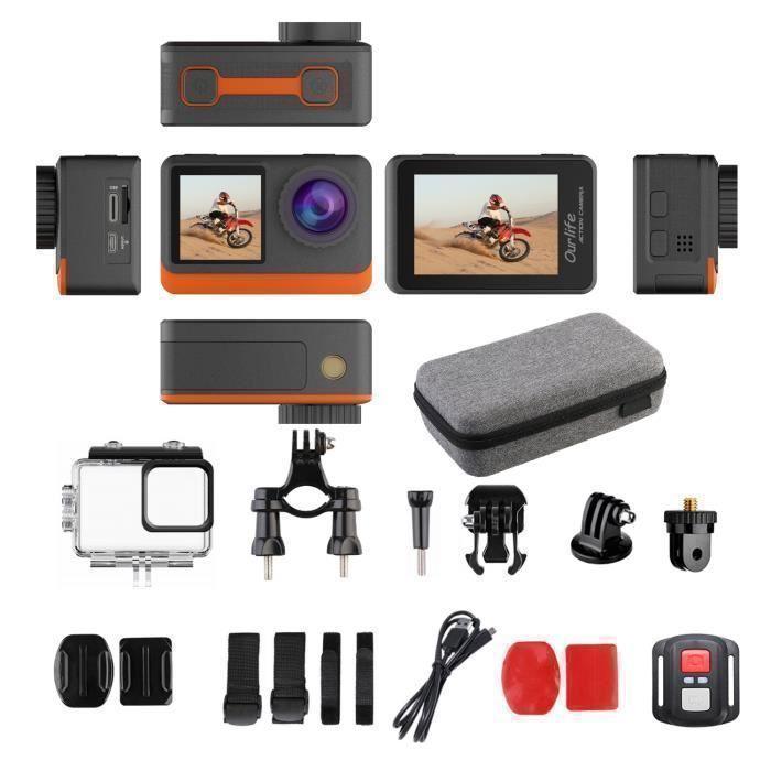Caméra Sport-Q80TR, Ebrécher:Sony 386, Double Ecran, 24 MP, EIS, 2 Batterie, Caméra Etanche 40M