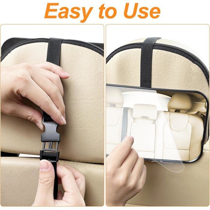 Espejo retrovisor universal para bebé - Espejo de seguridad para asiento trasero de coche con correa de hebilla ajustable