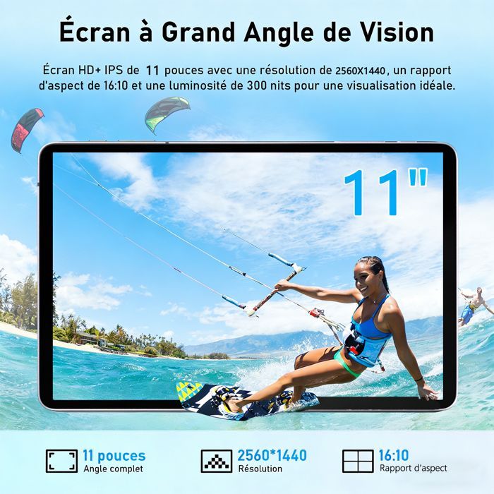 11-inch touchscreen tablet, Android 14 tablet, 16GB RAM 512GB ROM, IPS 2560*1440 HD, 10,000mAh, Type-C, Purple.