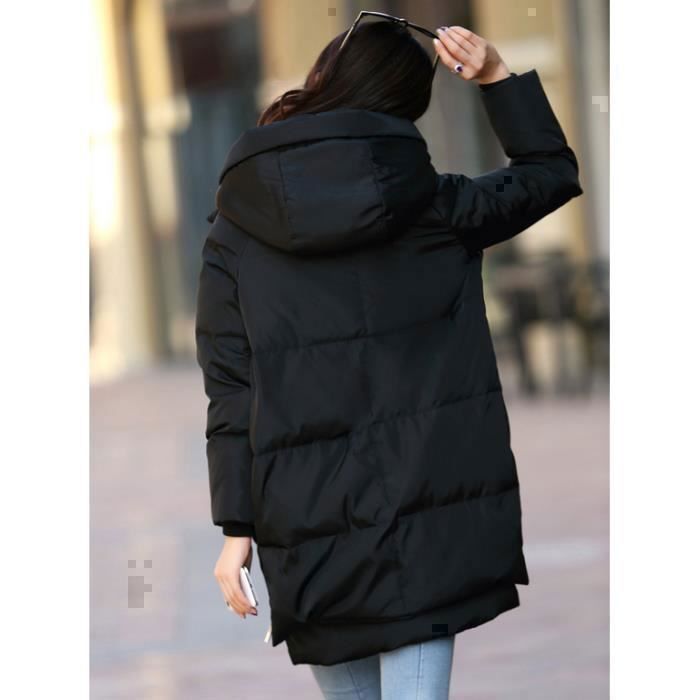 JINDING DY Damen-Steppjacke, dicker Parka mit Kapuze, modisch und warm für Winter/Herbst, Schwarz