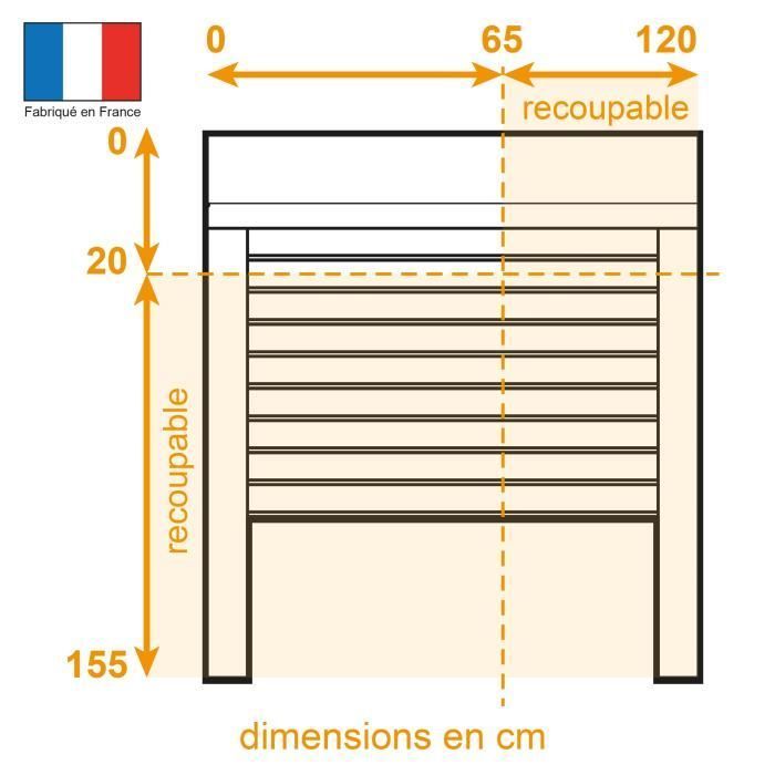 Volet roulant H155 x L120 cm PVC recoupable en largeur et hauteur - Manœuvre électrique radio - Coloris Blanc -
