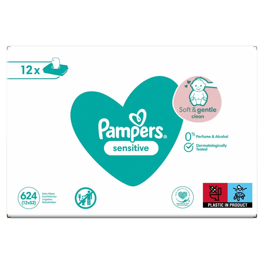 Pampers Sensitive chusteczki pielęgnacyjne 12x52szt.