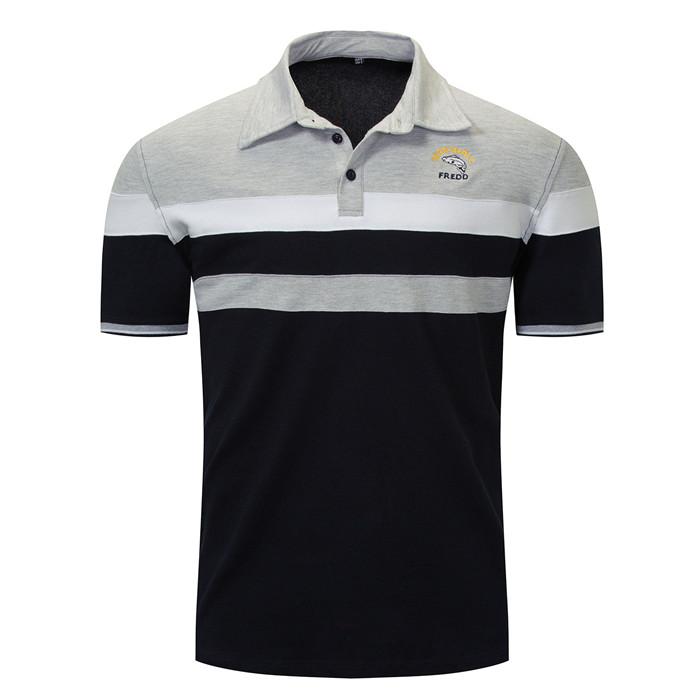 Men Clothes Polo Summer 100% Cotton Shirt Men Chest Embroidery Casual Polos Homme Short Sleeve Striped Polos Para Hombre