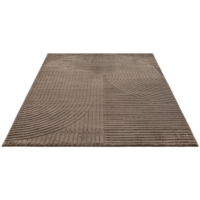 Alfombra Everest para salón, efecto 3D, pelo denso y agradablemente suave, color marrón, 240 x 340 cm, diseño 2251.