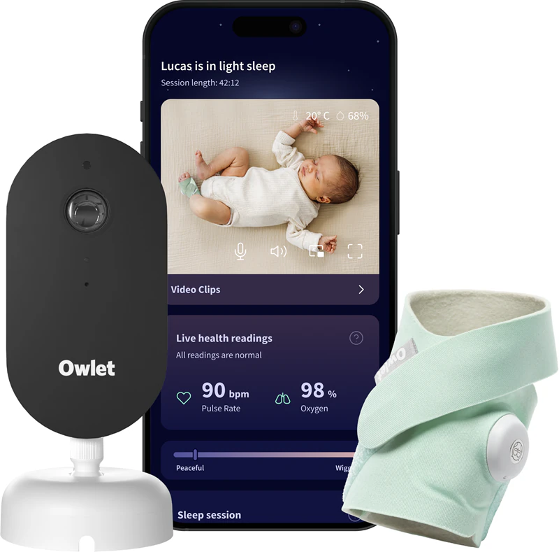 Owlet Dream Duo Dream Sock a sada zdravotnických pomůcek Dream Sight pro miminka, mátová