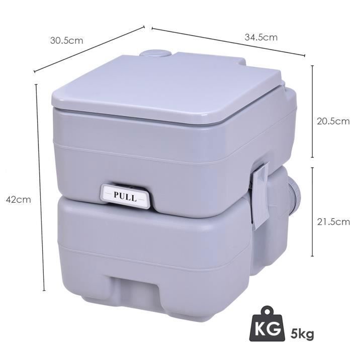 Giantex Toilette Portable 20L WC Chimique pour Camping, Chantier, Bateau, Gris