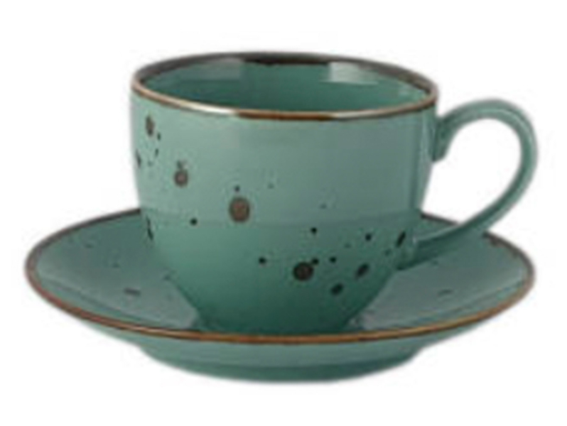 Filiżanka ze spodkiem Cottage Tiffany porcelanowa 300 ml zielono-złota