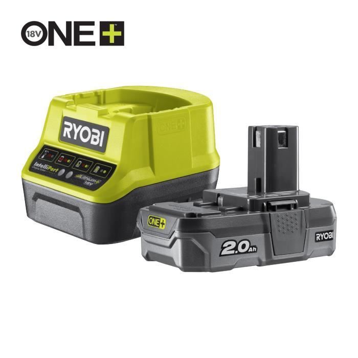 RYOBI - Taladro/atornillador inalámbrico ONE+ de 18 V - 50 Nm - 500-1800 rpm - Portabrocas de 13 mm + 1 batería de 2 Ah, cargador y bolsa - R18DD3-120S
