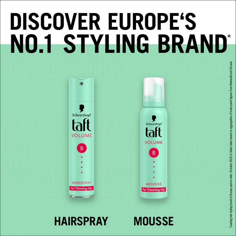 „Schwarzkopf Taft Volume“ plaukų putos silpniems ir slenkantiems plaukams
