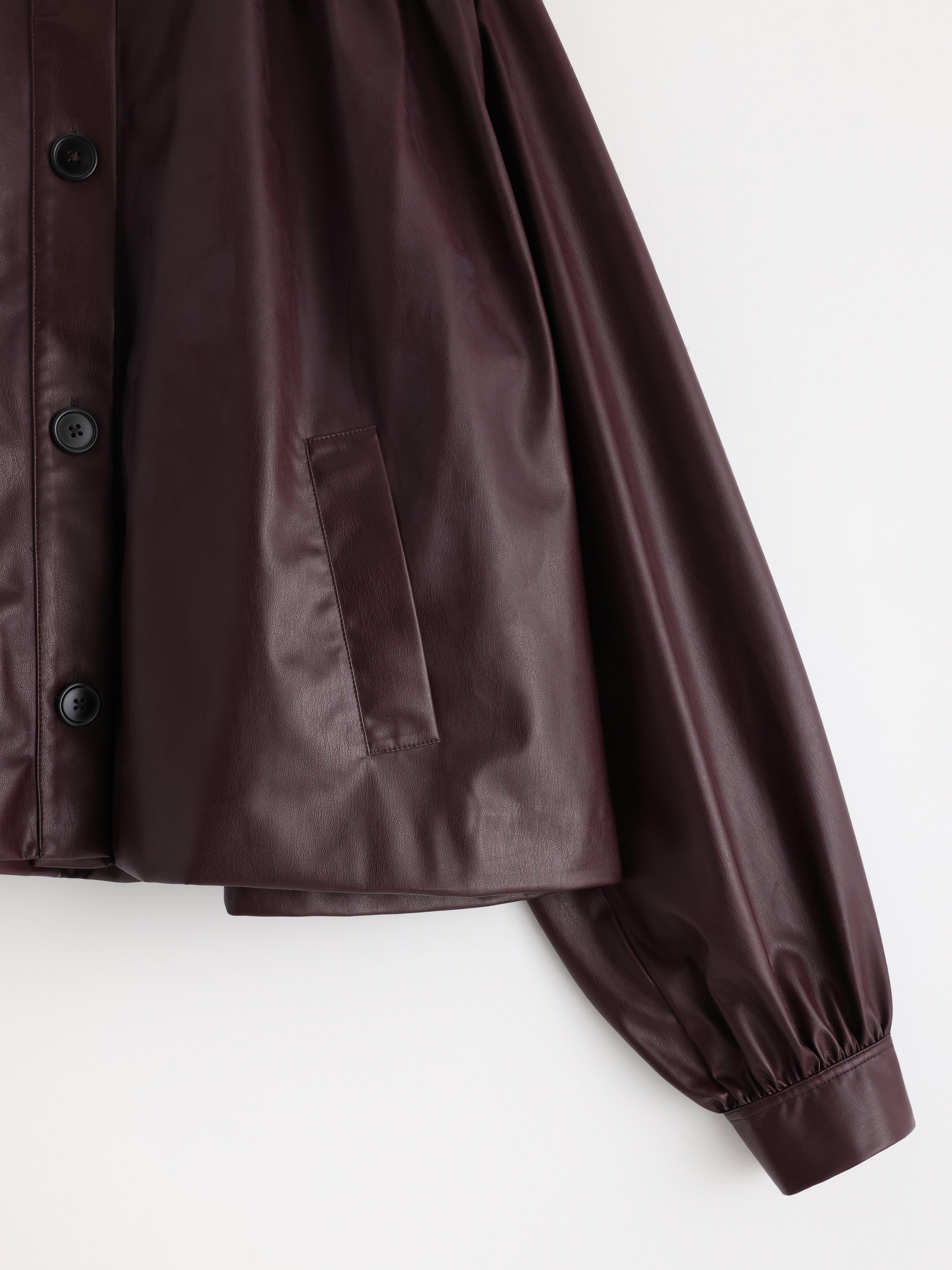 Jacka i läderimitation Dark Dusty Red