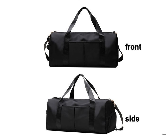 Sac de sport noir, sac de sport pour salle de sport avec poche humide et compartiment à chaussures, sac de voyage pour week-end