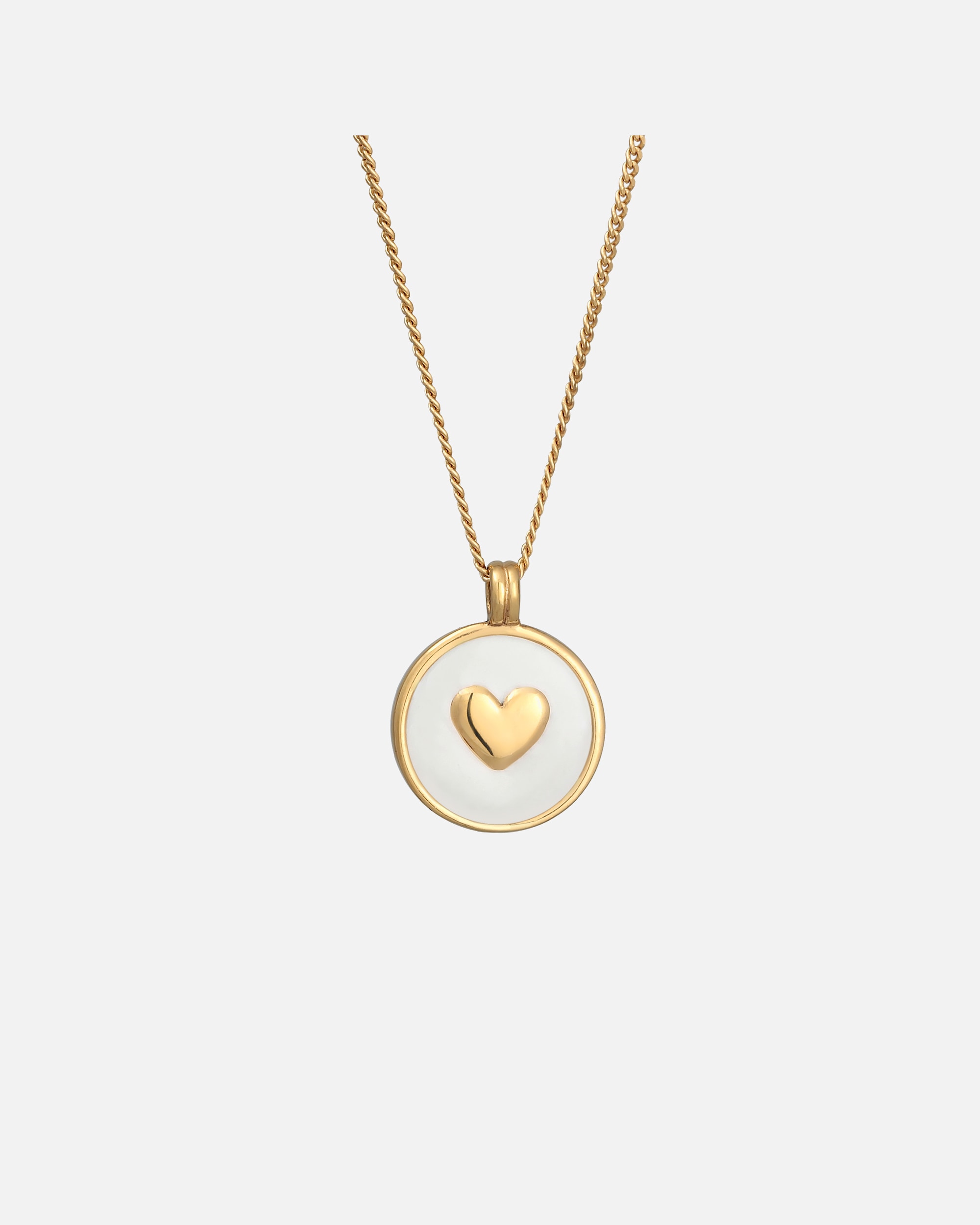 Elli Femmes Pendentif cœur Coin avec émail en Argent Sterling 925 Plaqué Or