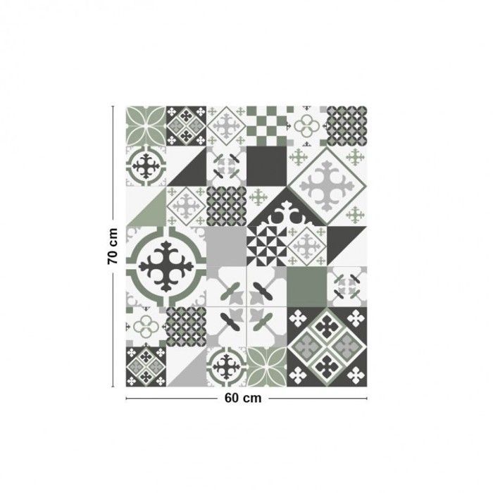 Salpicadero de aluminio con efecto de azulejo de cemento verde - 70x60 cm - 99 Déco