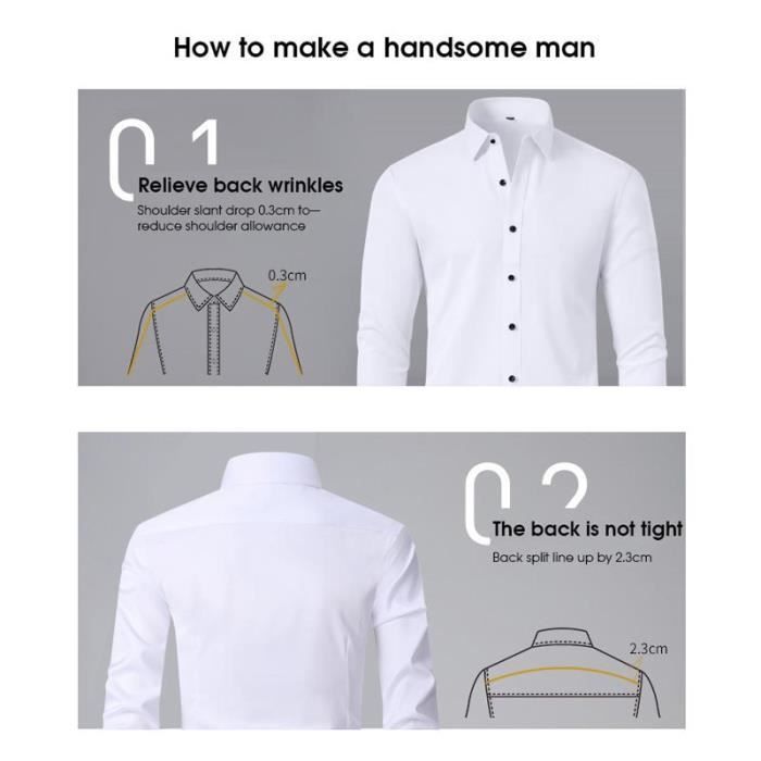 Camicia da uomo slim fit a maniche lunghe elasticizzata, tinta unita, tessuto confortevole - Azzurro chiaro