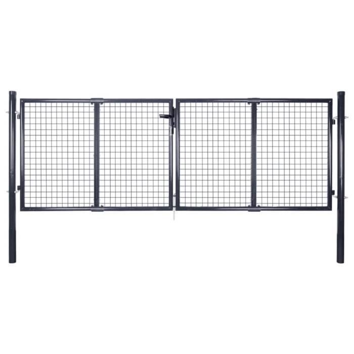 vidaXL Garden Mesh Gate, Galvanized Steel, 289x75 cm, Grey