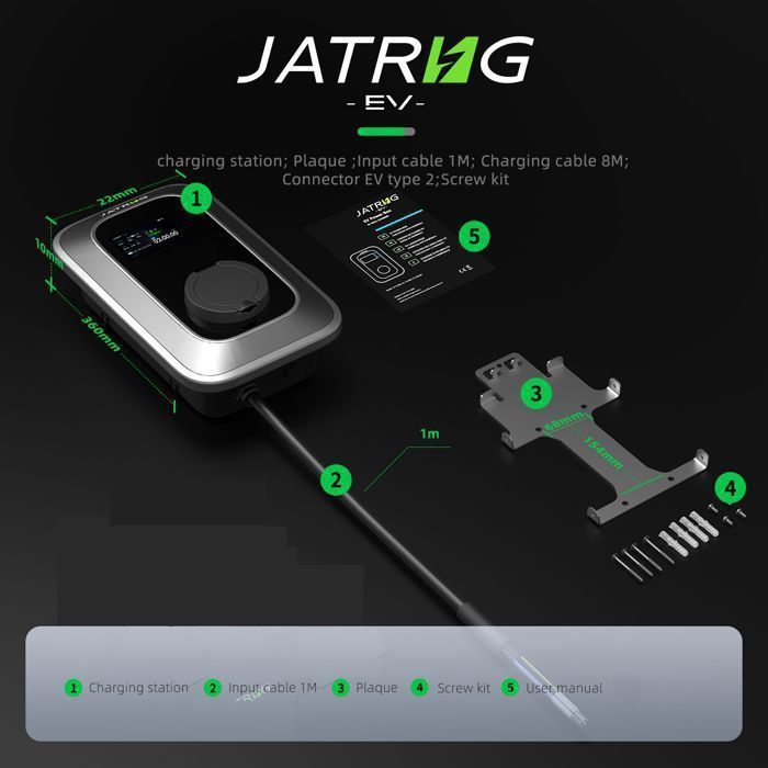 JATRHG S2 22KW 3-Phase Type 2 32A IEC 62196-2 EV Charging Station Fast Electric Car Charger Wallbox