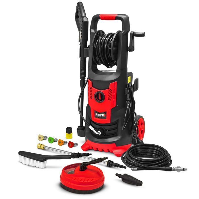 Hidrolimpiadora de alta presión de 2100 W - 165 bar con motor de inducción + accesorios - Ladrillo