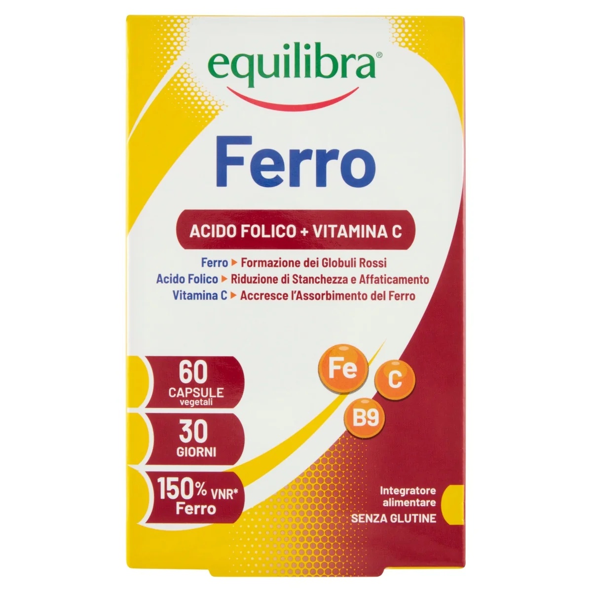 EQUILIBRA Equilibra Železo s folno kislino + vitaminom C 60 tablet Železov dodatek