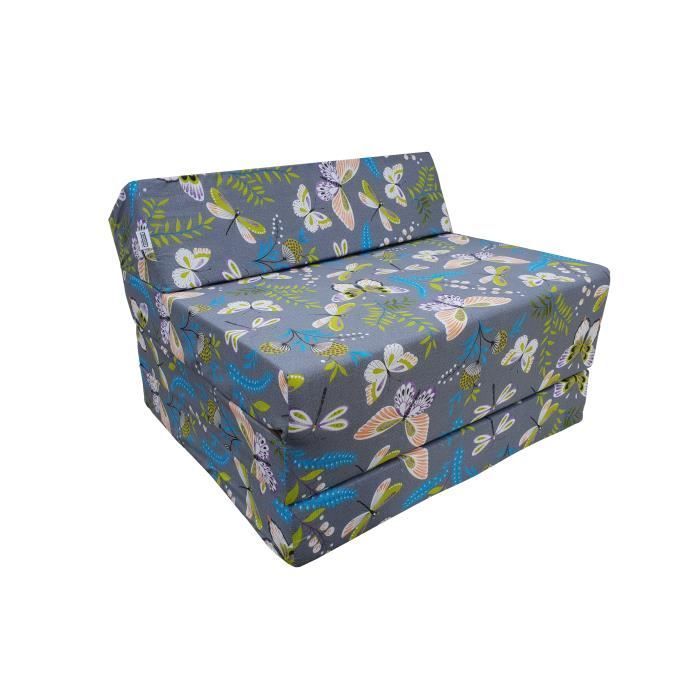 Matelas futon pliable NATALIA SPZOO - Bleu - 200x70x10 cm - Mousse polyuréthane - Housse amovible