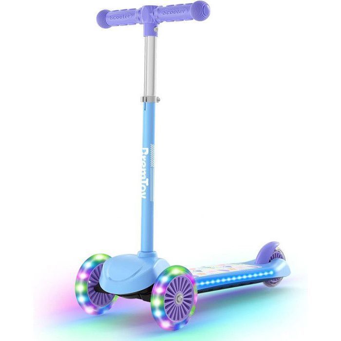 BremToy kinderstep met verlicht platform en PU LED-wielen, 4 verstelbare hoogtestanden, responsieve remmen, lichtgewicht, blauw