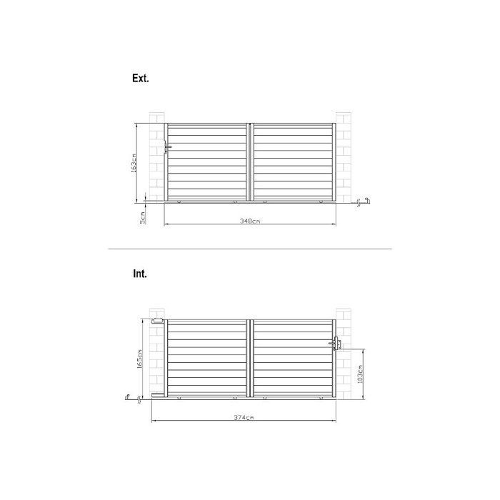 Portail coulissant aluminium plein (L374 x H165 cm hors tout) anthracite - NAZARIO