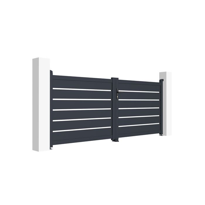 Puerta batiente - Casanoov - VOGEL - 3 m de altura (125 cm) - Gris - Aluminio