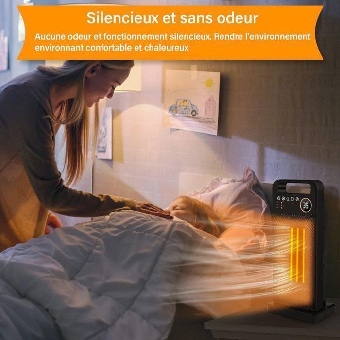 Chauffage d'appoint - PDZZZD - 2000W - Télécommande - Oscillation 60° - Programmable