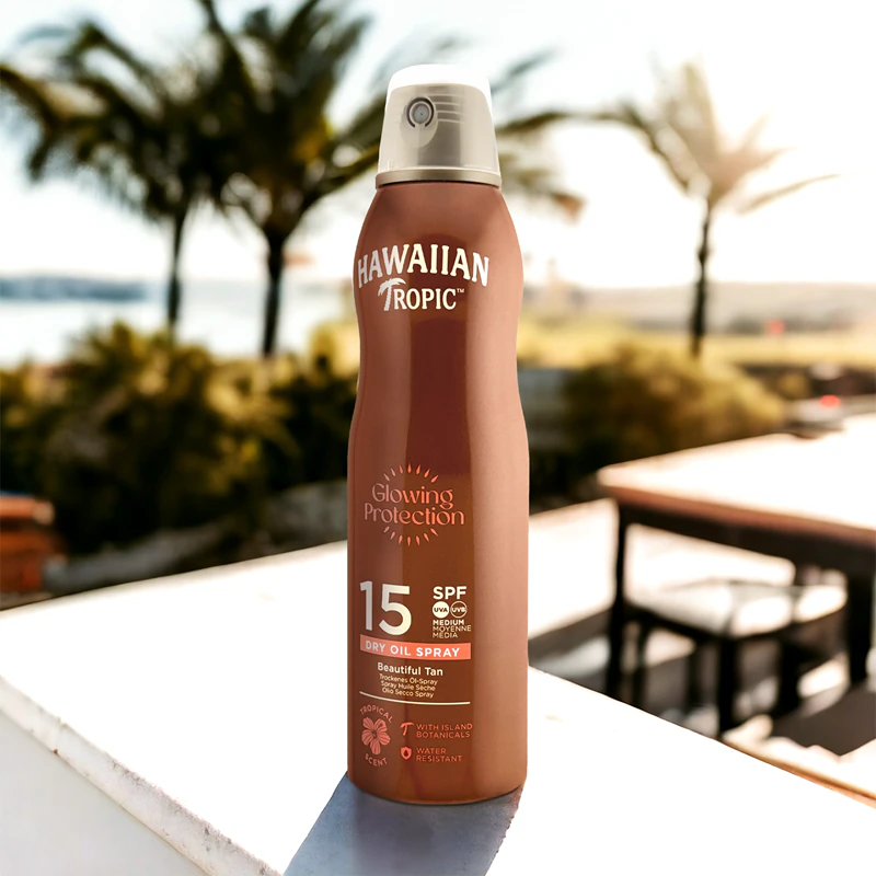 Spray de óleo seco com proteção iluminadora Hawaiian Tropic FPS 15