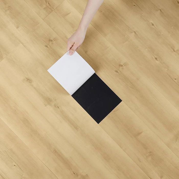 Baldosas autoadhesivas de PVC con efecto madera, color beige y amarillo, para suelos de baños y cocinas, baldosas adhesivas, linóleo con efecto madera, 4 paneles de madera.